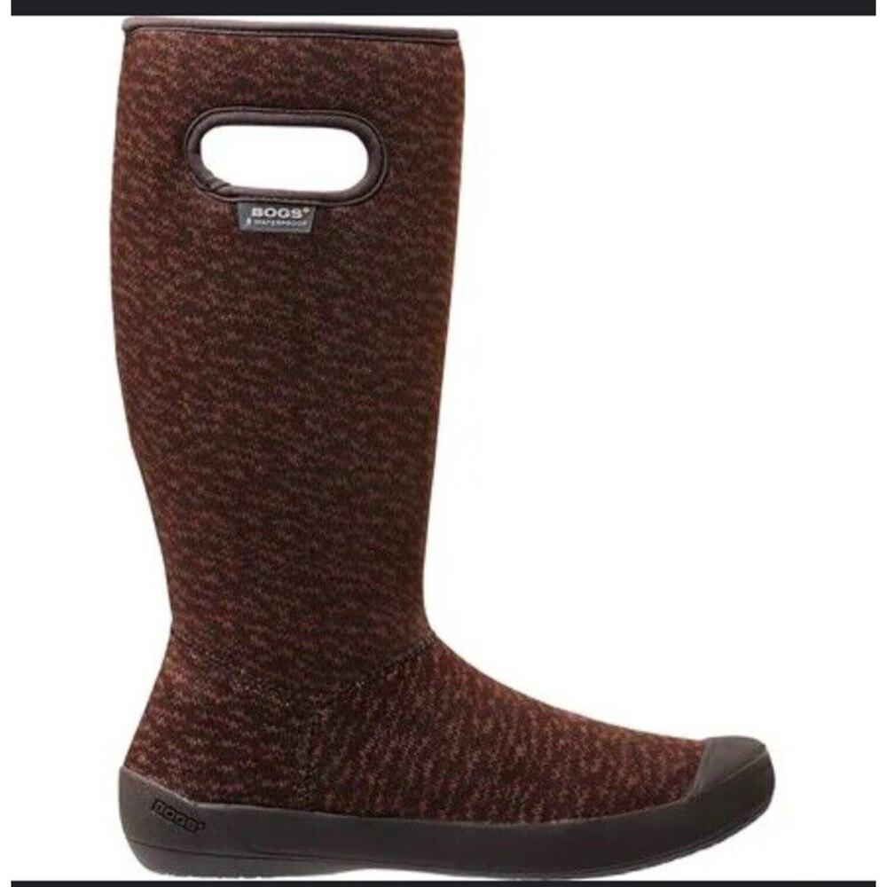 Bogs Women's Tall Knit Rain Boots in Brown Mix